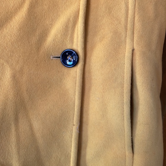 DKNY yellow pea coat tench soft winter cold single breasted elegant coat size 8 - Picture 3 of 16